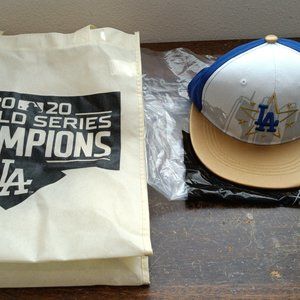 LA Dodgers Blue and Gold Skyline Hat with 2020 Tote Bundle, NEW